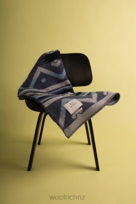 Woolrich Parka - Woolrich Jacquard Stripe Blanket in Pure Wool Melton Blue Unisex DL82267 Accessories