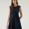 Woolrich Parka - Woolrich Midi Dress in Pure Cotton Poplin Melton Blue Women DL82339 Clothing