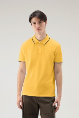 Woolrich Parka - Woolrich Monterey Polo Shirt in Stretch Cotton Piquet Fire Yellow Men DL82576 Clothing