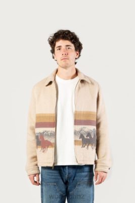 Woolrich Parka - Woolrich Overshirt in Pure Cotton with Jacquard Workmanship-One Of These Days Stripe Sand Men DL82597 Clothing