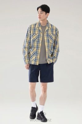 Woolrich Parka - Woolrich Overshirt in a Cotton Wool Blend Yellow Check Men DL82540 Clothing