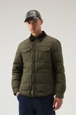 Woolrich Parka - Woolrich Padded Heritage Terrain Overshirt in Taslan Nylon Dark Green Men DL82642 Clothing