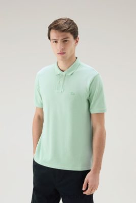Woolrich Parka - Woolrich Polo Shirt in Pure Cotton Piquet Harbor Green Men DL82579 Clothing