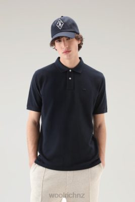 Woolrich Parka - Woolrich Polo Shirt in Pure Cotton Piquet Melton Blue Men DL82387 Clothing