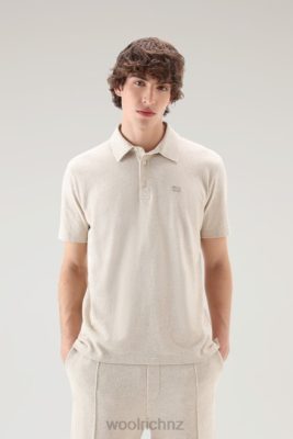 Woolrich Parka - Woolrich Polo Shirt in a Cotton Linen Blend Beach Sand Men DL82552 Clothing