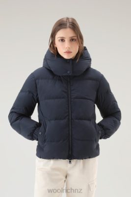 Woolrich Parka - Woolrich Quilted Down Jacket in Eco Taslan Nylon with Detachable Hood Melton Blue Women DL8281 Clothing