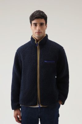 Woolrich Parka - Woolrich Reversible Curly Fleece in Sherpa and Taslan nylon Melton Blue Men DL82684 Clothing