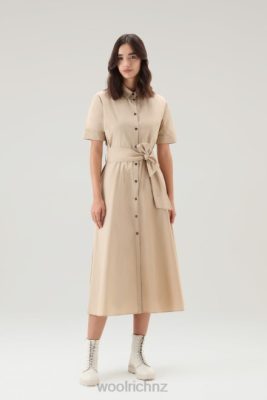 Woolrich Parka - Woolrich Shirt Dress in Pure Cotton Poplin Feather Beige Women DL8224 Clothing