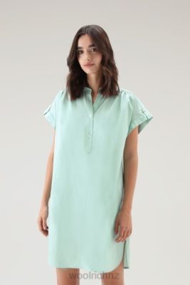Woolrich Parka - Woolrich Short Dress in Pure Cotton Poplin with Gathered Details Harbor Green Women DL82138 Clothing