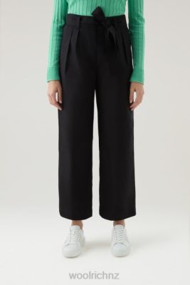 Woolrich Parka - Woolrich Straight Leg Pants in Pure Cotton Poplin Black Women DL8254 Clothing