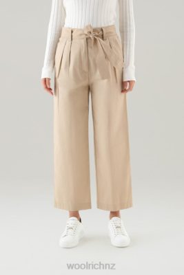 Woolrich Parka - Woolrich Straight Leg Pants in Pure Cotton Poplin Feather Beige Women DL8245 Clothing