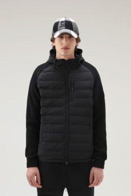 Woolrich Parka - Woolrich Stretch Nylon Sundance Hooded Hybrid Jacket Black Men DL82750 Clothing