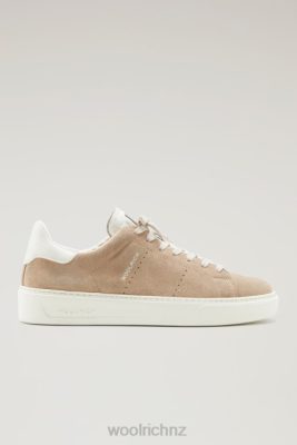Woolrich Parka - Woolrich Suede Classic Court Sneakers with Contrast Details Beige Whipped Cream Men DL82405 Footwear