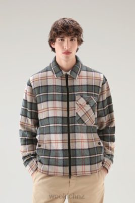 Woolrich Parka - Woolrich Timber Check Overshirt in Manteco Wool Cotton Blend Fabric Purple Check Men DL82435 Clothing