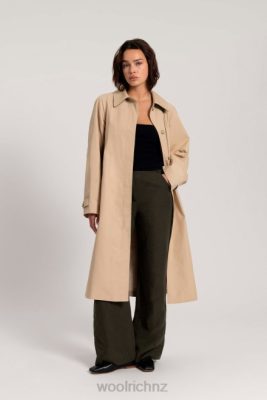 Woolrich Parka - Woolrich Trench Coat in Soft Byrd Cotton with Detachable Bag-Danielle Cathari Beach Sand Women DL82147 Clothing