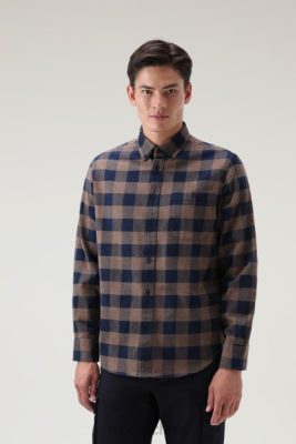 Woolrich Parka - Woolrich Trout Run Flannel Check Shirt Brown Buffalo Men DL82639 Clothing