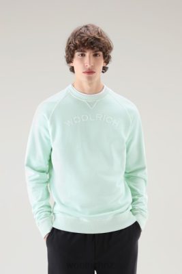 Woolrich Parka - Woolrich Varsity Crewneck in Garment-Dyed Pure Cotton Fleece Harbor Green Men DL82489 Clothing