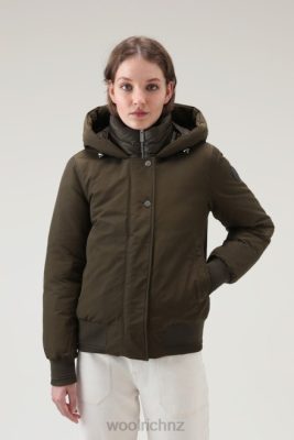 Woolrich Parka - Woolrich Weoka Bomber in Soft Ottoman Fabric Dark Green Women DL82252 Clothing