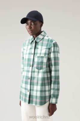 Woolrich Parka - Woolrich Western Check Overshirt in Wool Blend Flannel Green Check Women DL82324 Clothing