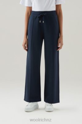 Woolrich Parka - Woolrich Wide Leg Sweatpants in Pure Cotton Melton Blue Women DL8230 Clothing
