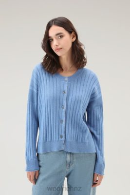 Woolrich Parka - Woolrich Wide Ribbed Cardigan in Pure Cotton Campanula Melange Women DL82120 Clothing