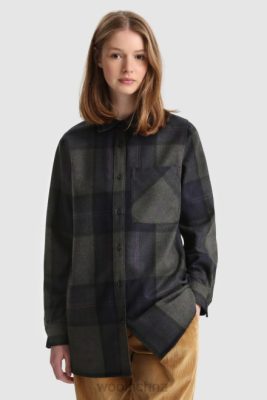 Woolrich Parka - Woolrich Wool Blend Boyfriend Flannel Shirt-Made in Usa Grey Purple Check Women DL82372 Clothing