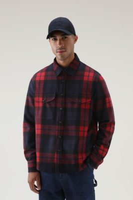 Woolrich Parka - Woolrich Wool Blend Oxbow Flannel Overshirt-Made in USA Red Blue Check Men DL82831 Clothing