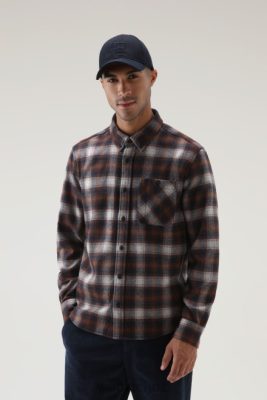 Woolrich Parka - Woolrich Wool Blend Trout Run Plaid Flannel Shirt Orange Check Men DL82843 Clothing