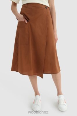 Woolrich Parka - Woolrich Wrap Skirt in Pure Cotton Poplin Rusty Brown Women DL82333 Clothing
