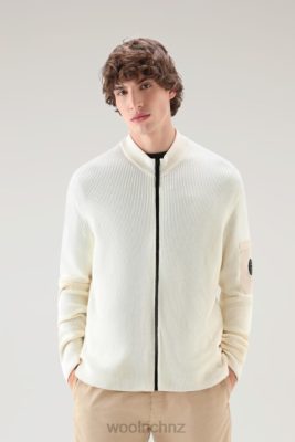 Woolrich Parka - Woolrich Zip-up Sweater in Pure Cotton Bright White Men DL82402 Clothing